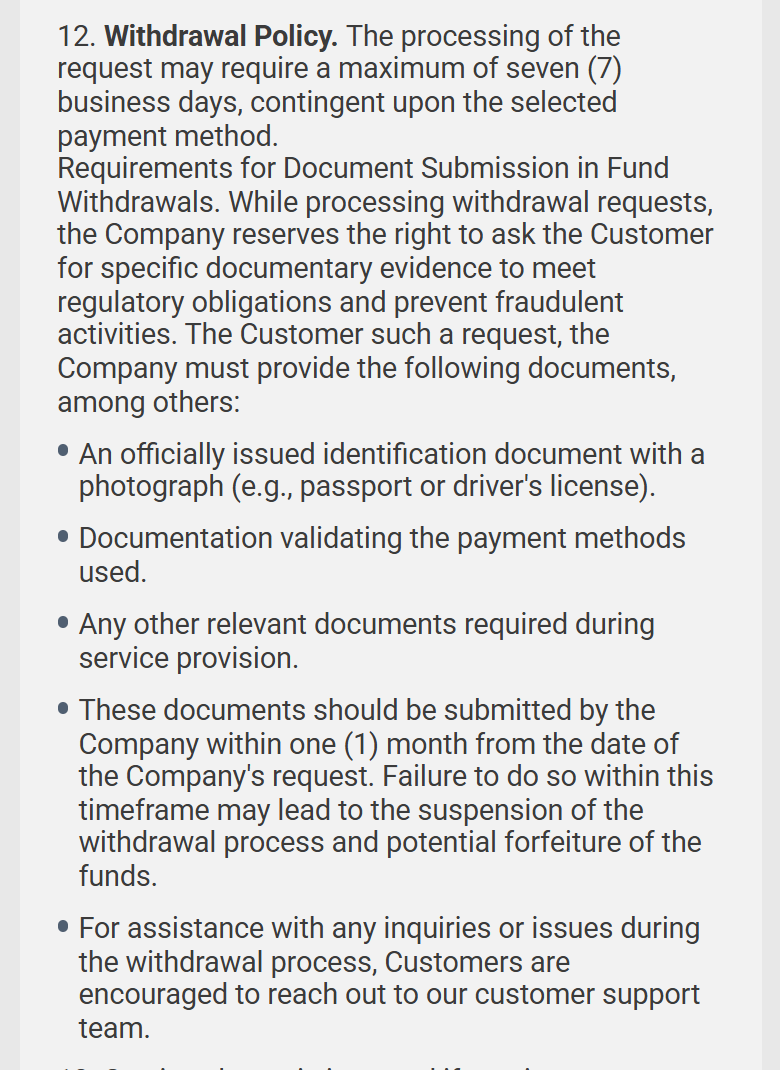 Screenshot of Melbet’s account, payouts and bonuses rules page, clause 12, withdrawal policy