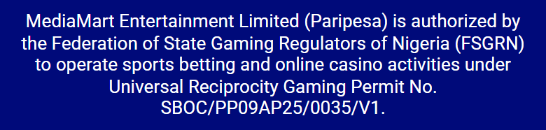 Screenshot of Paripesa’s site footer